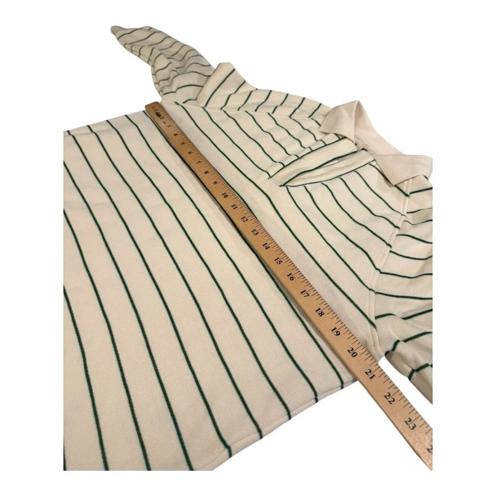 Madewell Green Stripe Crop Polo Sweatshirt Betterterry Fleece Varsity NWT XXS